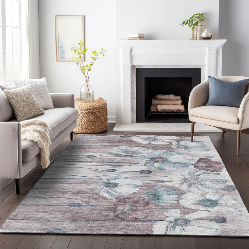 Premium Machine Washable Prisco Teal Rug, Rectangle 9' x 12'