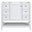 Meuble-lavabo blanc de 36 po, lavabo en céramique et bois massif en peuplier d'hévéa, une armoire, trois tiroirs, finition peinte, emplacement de lavabo encastré au centre, tablette réglable à rebord plat de 36 po, fixation pour robinet de 4 po-1819132206