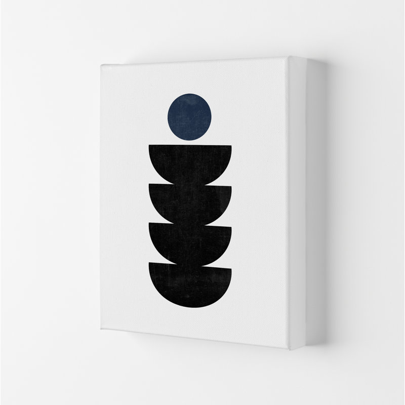 Mid Century Shapes Navy Dot - Print, No Frame, 59.4cm H x 42cm W x 4cm D