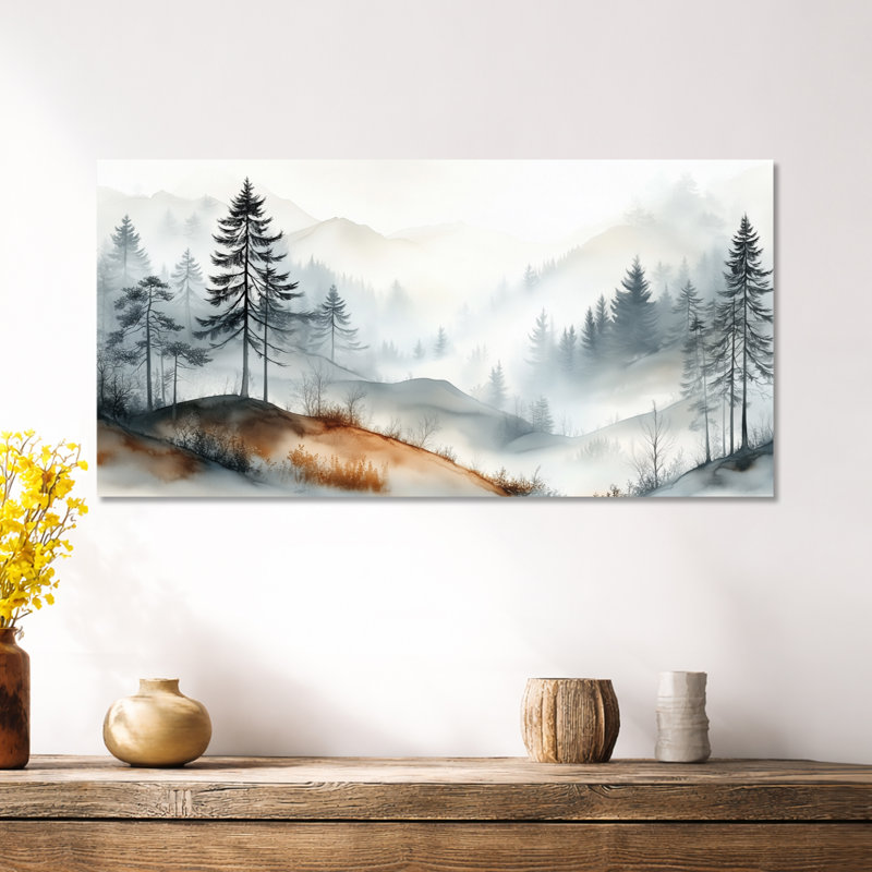 «White Grey Nathaniel I», impressions sur toile de montagne, art mural encadré Moody, H 12 po x l 20 po, Toile tendue
