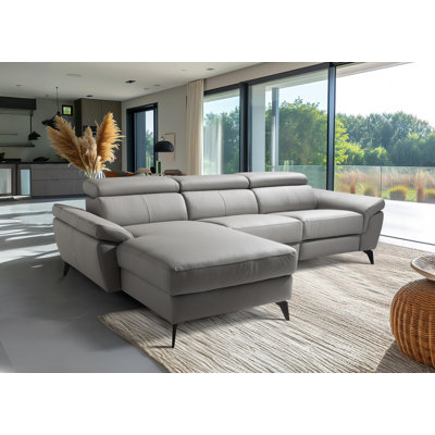 Milton Keynes Italian Leather Electric Reclining Corner Sofa with Adjustable Headrests and Adjustable Armrests