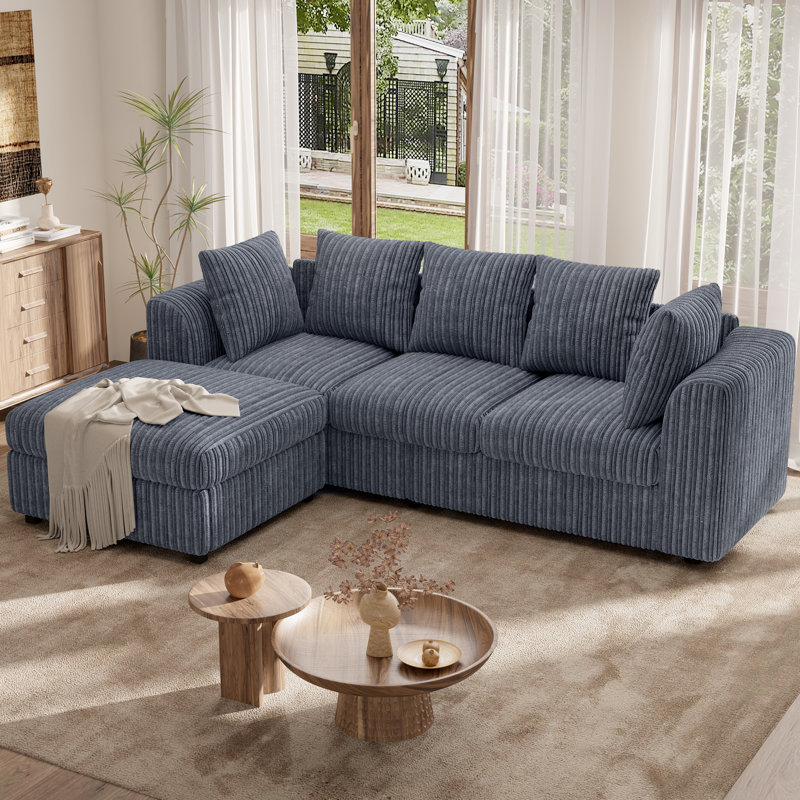 3 Seater Sofa & Chaise, Grey