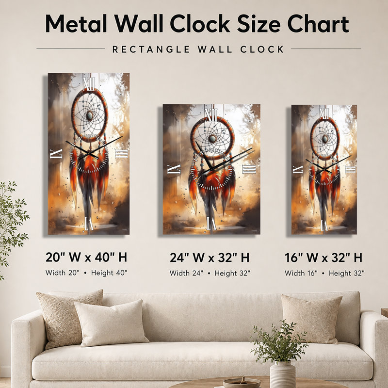 Horloge murale décorative bohème Dreamcatcher Adventure Dust, H 40 po x l 20 po - Rectangle
