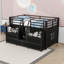 Lit simple mezzanine bas avec tiroirs de rangement intégrés et éclairage-1795136410