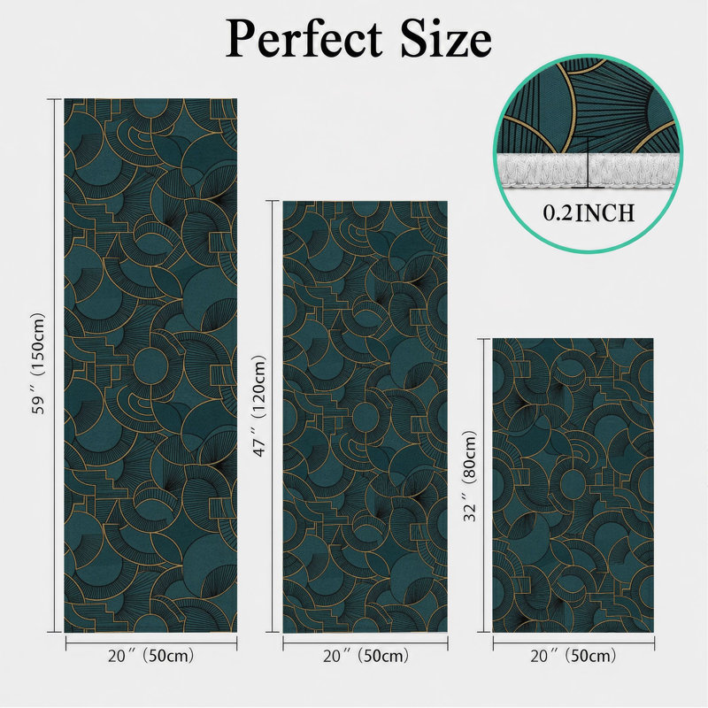 Tapis de cuisine lavables antidérapants bleu sarcelle