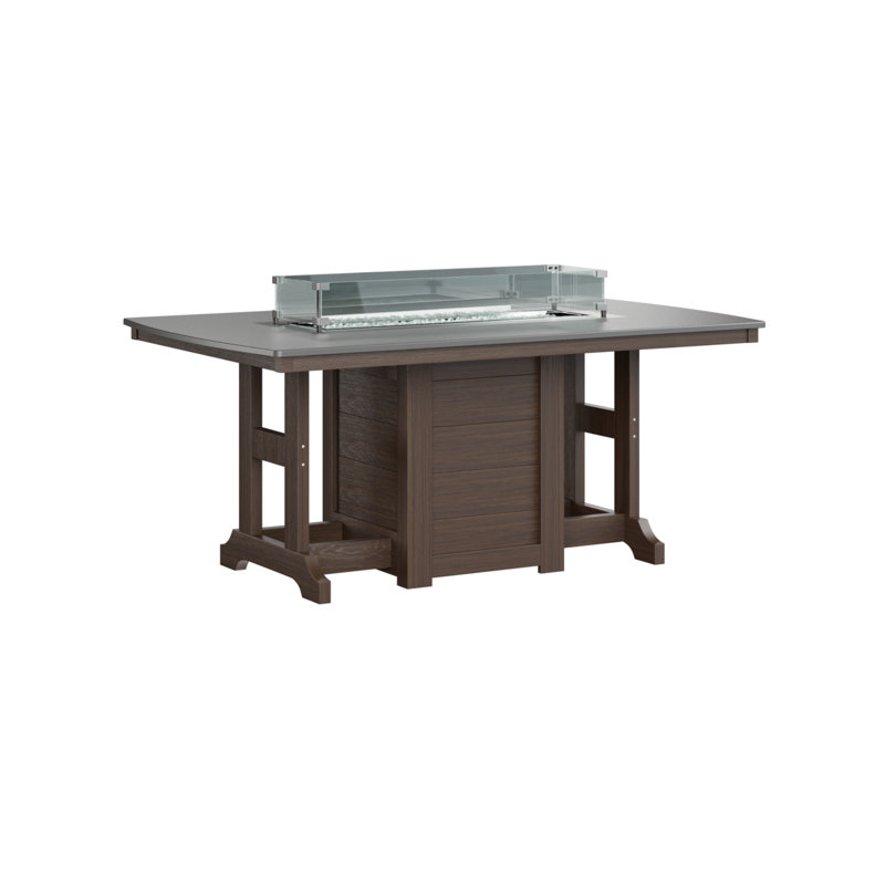 Table de salle à manger avec foyer 72 po Berlin Gardens Garden Classic, Plateau martelé en acier inoxydable avec base en 