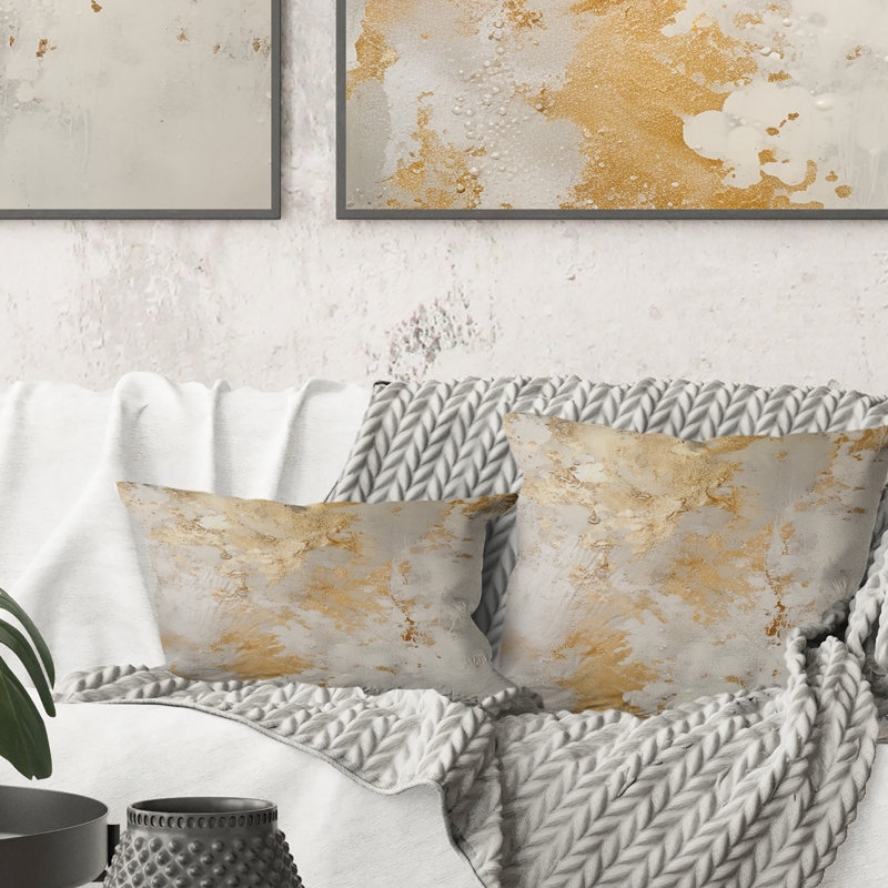 Fizzs beige et or fantaisie - Coussin décoratif imprimé abstrait