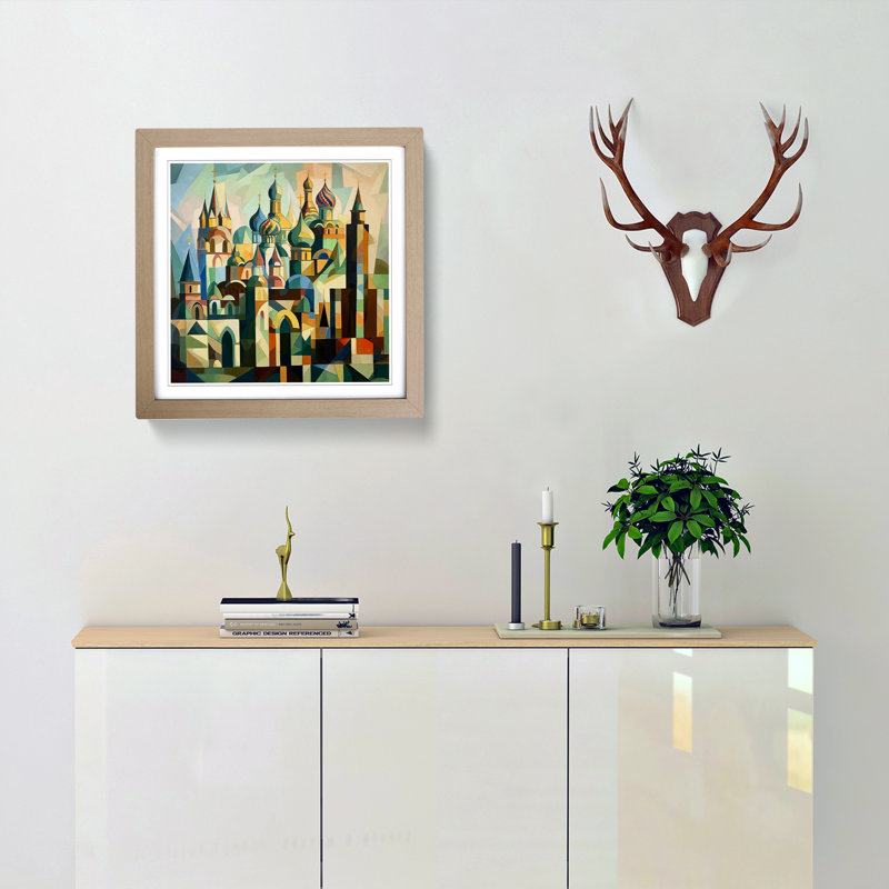 Moscow Kremlin Cubism - Framed Print, Oak