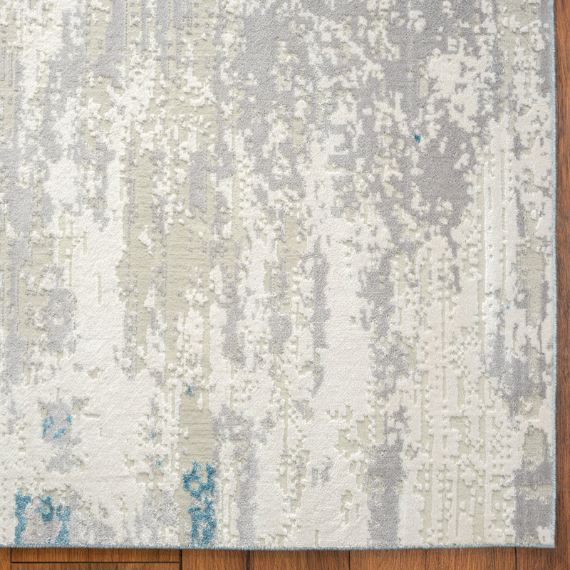 Abstract Area Rug in Gray, Rectangle 8'6" x 11'6"