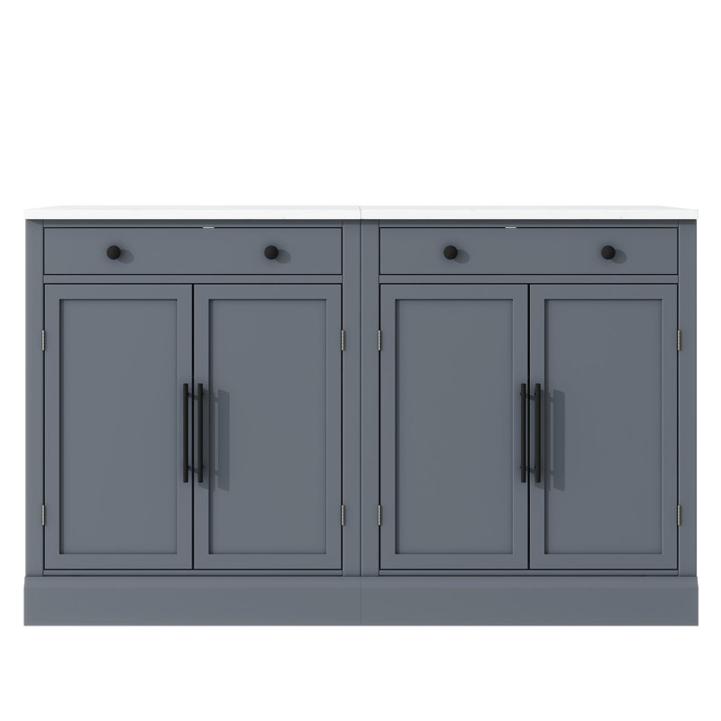 Rangement pour buffet moderne autoportant, ensemble de 2, Gris