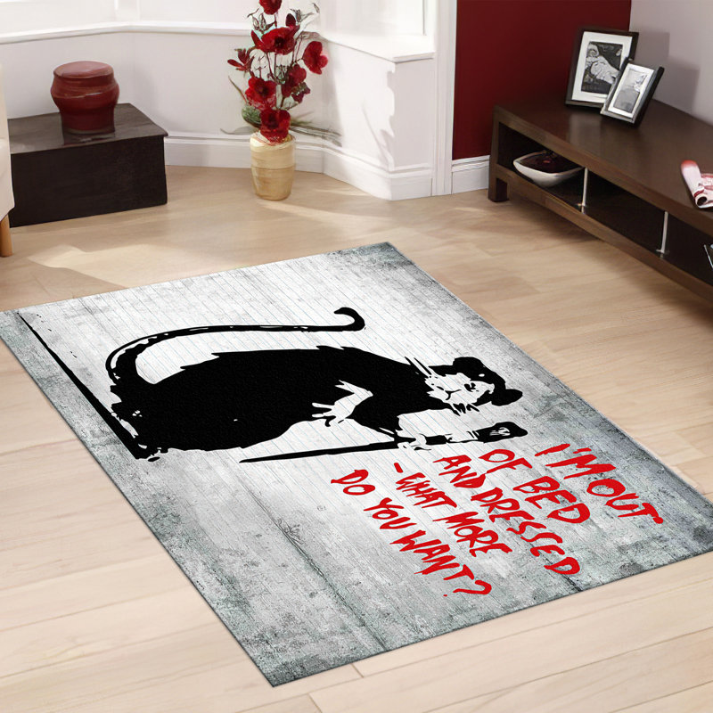 Stylish Non-Woven Thin Printed Rug Featuring Abstract Floral and Geometric Designs Perfect for Adding a Modern Touch to Your Home Decor