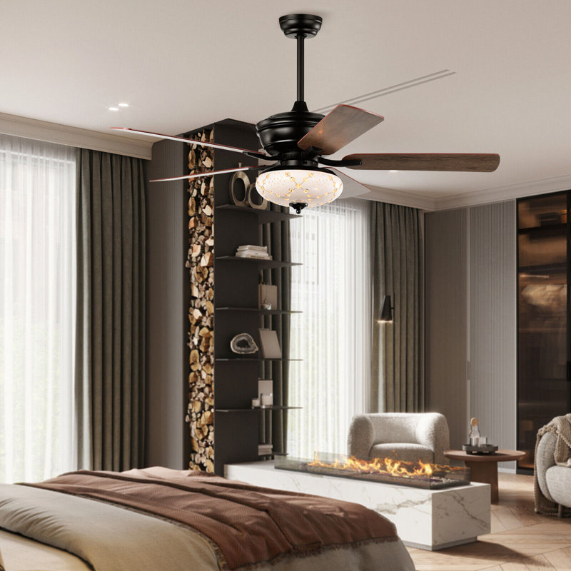 Ventilateur de plafond avec ensemble d'éclairage St Wilson, Noyer noir
