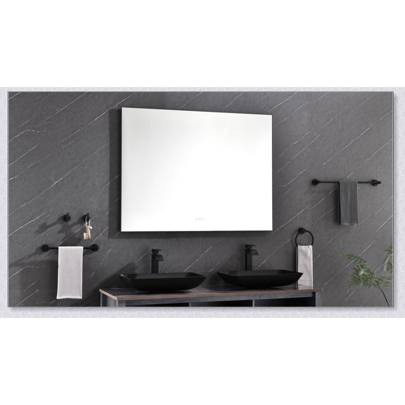 Miroir de salle de bain 48 po x 36 po à DEL avec rétro-éclairage, fixation murale anti-buée