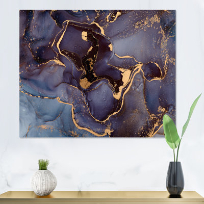 Mauve et or, abstrait fluide de luxe - peinture sur toile