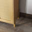 Armoire de rangement Mid-Century moderne à 4 portes avec portes en rotin tissé et tablettes réglables