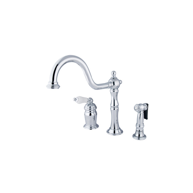 Robinet de cuisine à poignée simple avec jet latéral, Chrome