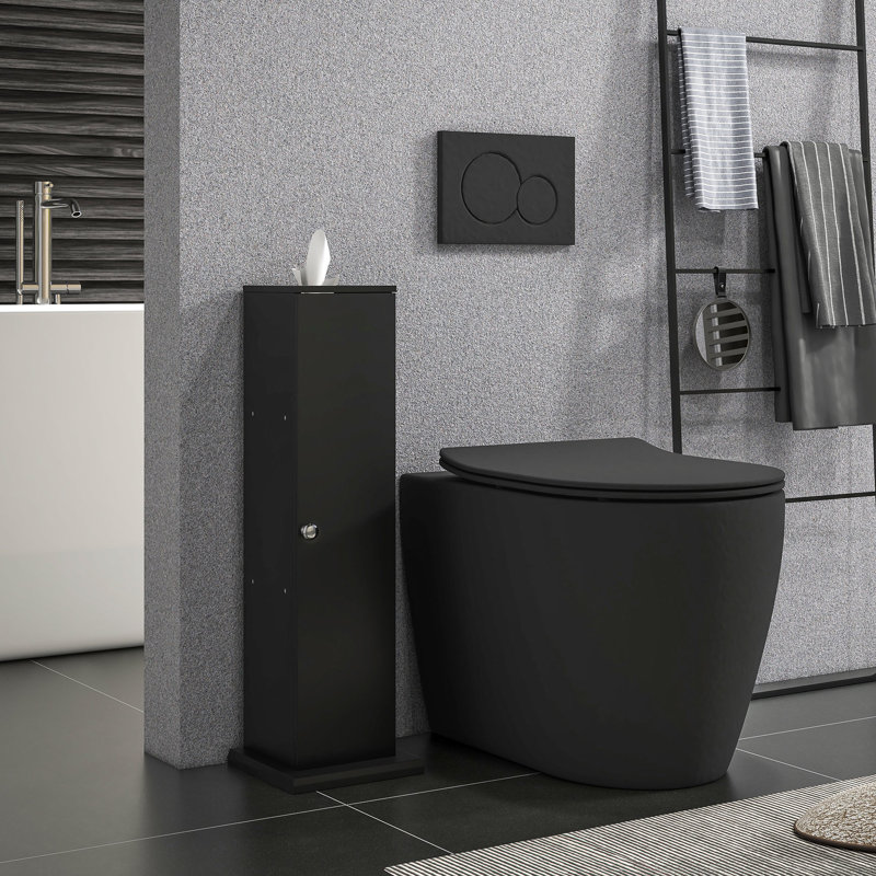 Bathroom Storage Unit, Black Small Floor Cabinet With Doors For Toilet Paper, Modern Country Glamour Console , Paper And Shelves, Allurement