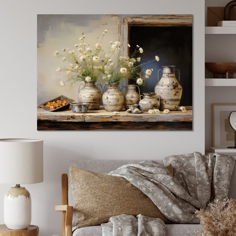 Flower Herbs Farmhouse Still Life, H 30 po x l 40 po x P 1,5 po, Toile tendue