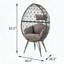 Chaise longue en osier avec structure en forme de larme et coussin rembourré, noir et gris clair