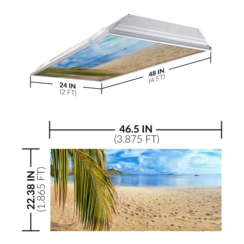 Island Paradise Sandy Beach Fluorescent Light Diffuser, 2x4 ft Crystal Clear Imagery