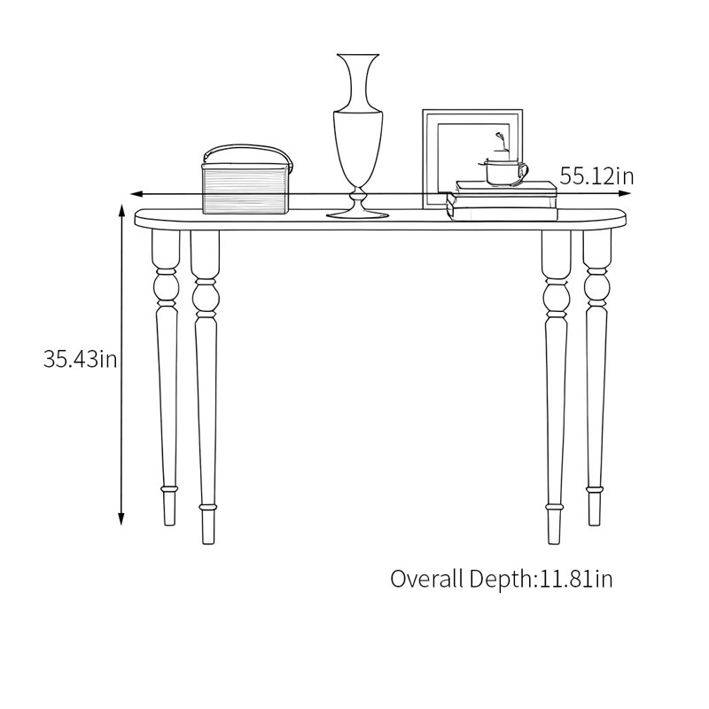 Console moderne en bois massif minimaliste, Brun