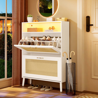 20 Pairs Shoe Rack Storage Rack with 2 Flip Drawers
