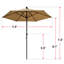 Parasol pour terrasse de jardin de 7,5 pi et 6 côtes avec poulie et parasol-1807790923