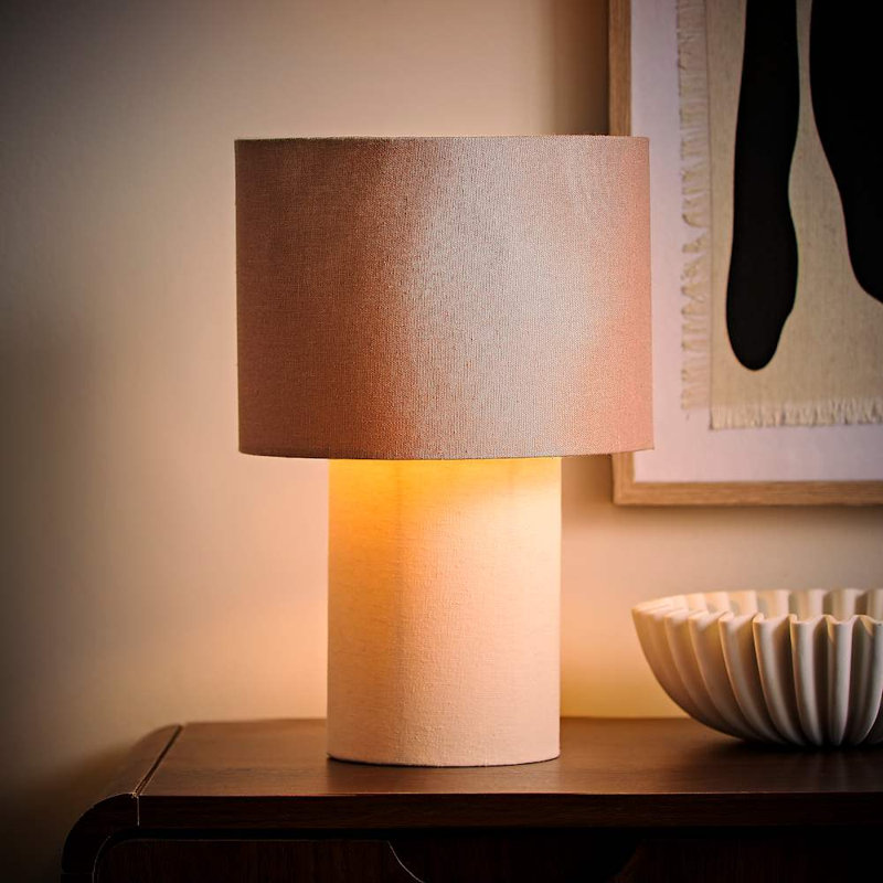 Dereke Fabric Table Lamp, Brown, Tan