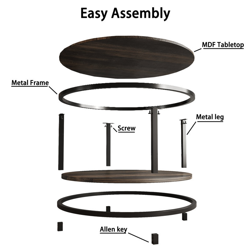Table basse à 4 pieds Kensei, H 18 po x l 36 po x L 36 po, Bois brun foncé
