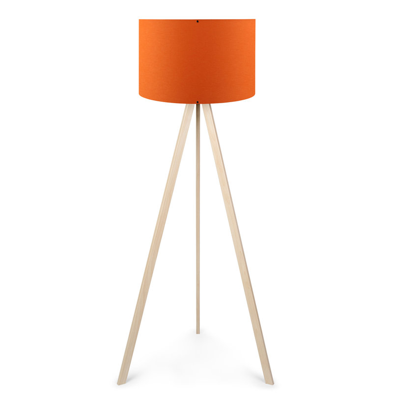 Modern Floor Lamp with Orange and Oak Design, 15.0 x 55.1 inches | 70% MDF / 30% PVC Fabric Shade | E27 Socket, Max 40W | 78.7-inch Cable with On/Off Switch | Stylish Lighting for Home & Office Spaces