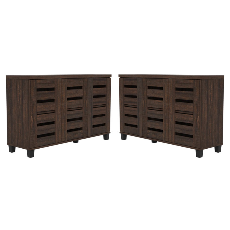 Lismore 3-Door Manufactured Wood Shoe Storage Cabinet, Dusty Walnut