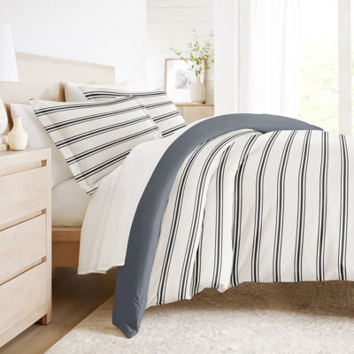 Ensemble de housse de couette en microfibre à motif de literie ultra douce à rayures désertiques