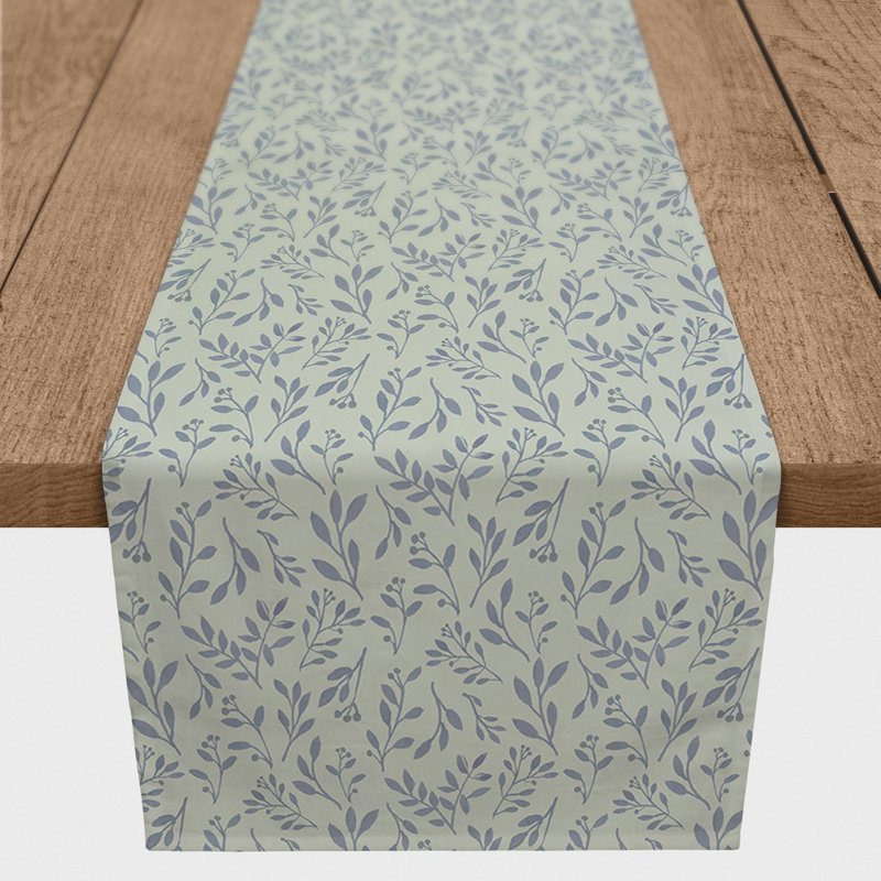 Foor Rectangular Floral Table Runner, 72" x 16", Green