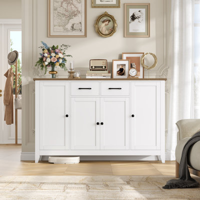 Buffet décoratif 4 portes avec 2 tiroirs, tablettes réglables