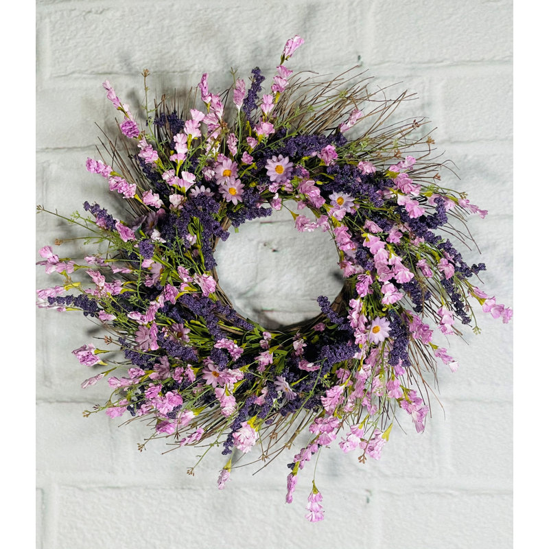 24" Artificial Lavender & Twig Wreath, Purple