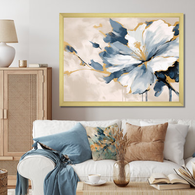 Hibiscus bleu et blanc, harmonie tropicale, fleurs II - art mural floral