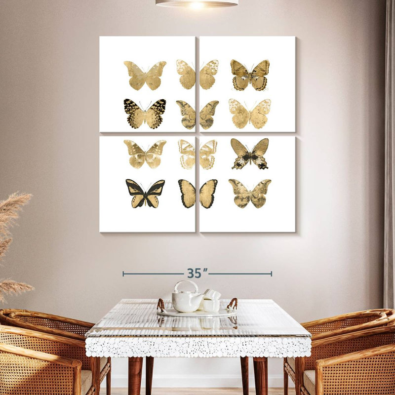 Brampt Butterfly Study In Gold II, 45'' H x 45'' W