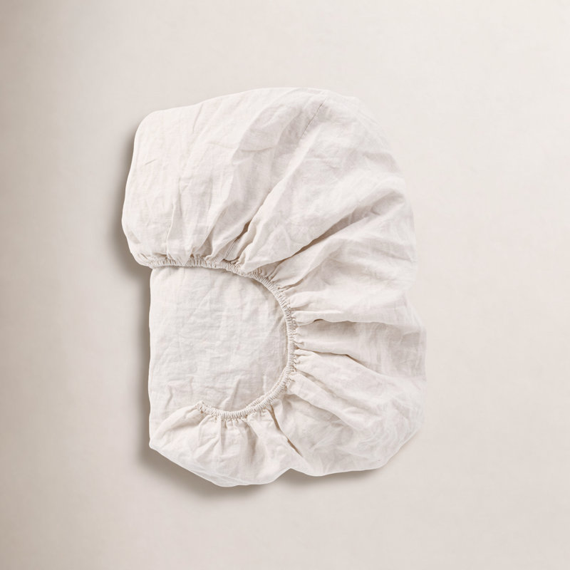 Coyuchi Organic Relaxed Linen Fitted Sheet, King Fitted Sheet, Natural Chambray