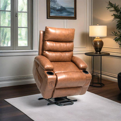 Fauteuil inclinable électrique avec massage par vibration à 8 points, chaleur lombaire, télécommande et poches latérales pour le confort des personnes âgées
