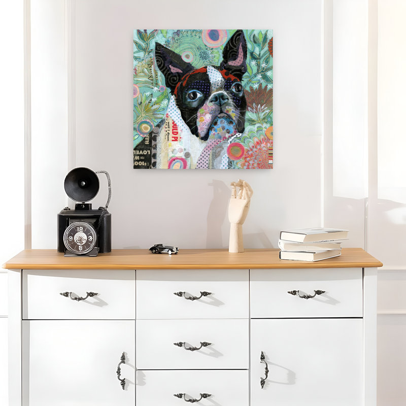 «Mischievous Gardener», art contemporain pour chien, H 18 po x l 18 po