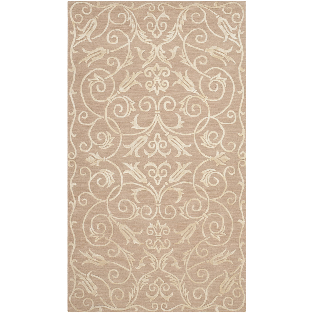 Jerrad Hand Knotted Silk & Wool Pile Rug Isabelline Rug