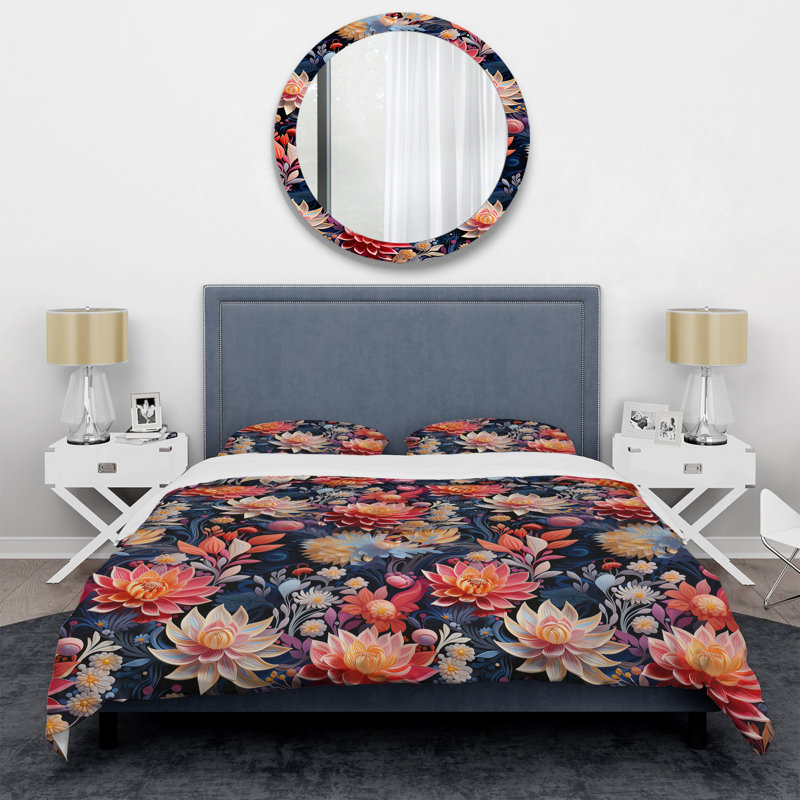 Literie Tropical Jungle Red Floral Retreat III, Housse de couette pour très grand lit et 2 très