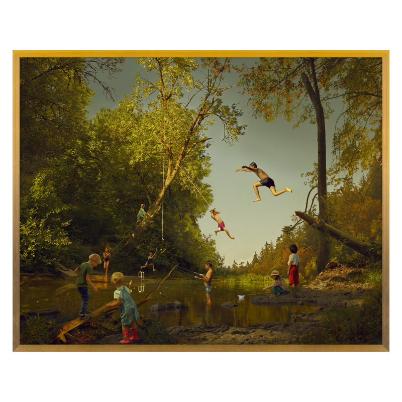 Down By The River Print by Kate Woodman, 32" H x 40" W x 1.25" D, Gold Framed