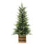 Sapin de Noël artificiel vert pré-illuminé de 1,20 m avec pot en bois, DEL blanc chaud et minuterie