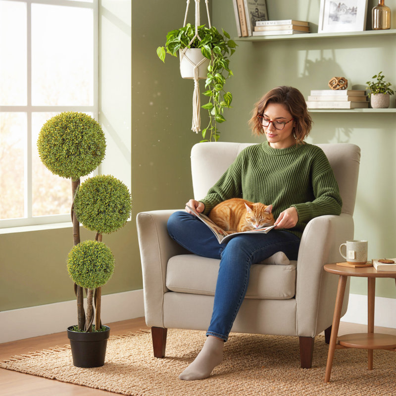 Ensemble d'arbre topiaire artificiel à 3 boules 3 pi, vert, Vert, H 35,4 po x l 7,1 po x P 7,1 po
