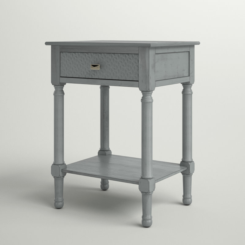 Peters End Table with Storage, Distressed Gray