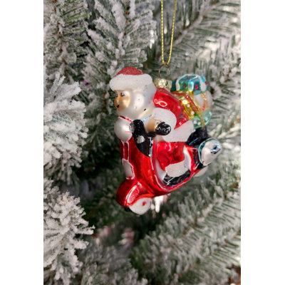 Christmas Glass Ornament - Santa Riding Motorcycle by  F07M3-28 HB-SY25085