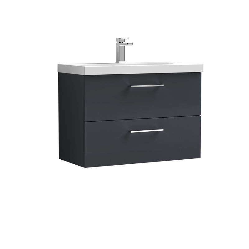 Arno 810mm Single Bathroom Vanity with Integrated Vitreous China Basin, Satin Anthracite