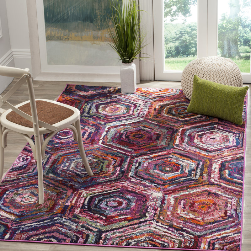 Tapis rose / mauve Chana, Rectangle 5 pi 1 po x 7 pi 7 po