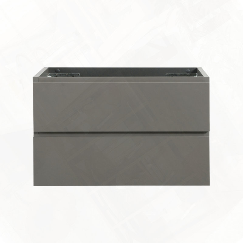 Armoire murale avec deux tiroirs écologiques pré-assemblés, Blanc / Gris
